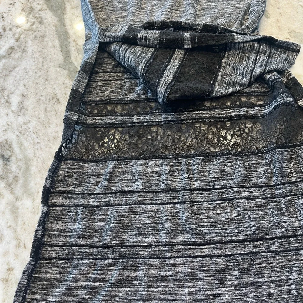 Free People Hazy Daze Grey With Black Lace Maxi Dress Size‎ S/P